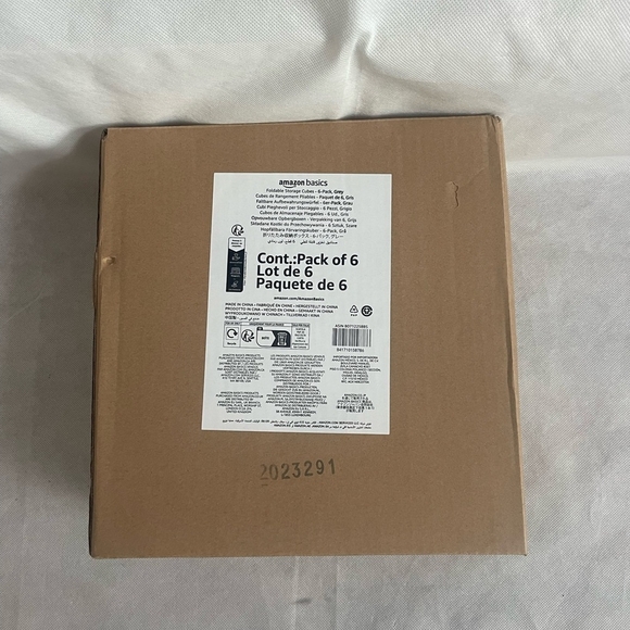 Gray Fabric Storage Cubes Set 6 Storage Bins Dual Handles Foldable Cube Baskets - Picture 6 of 6